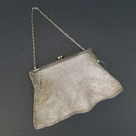 Vintage German Silver Soldered Mesh Evening Hand Bag - Picture 3 of 15